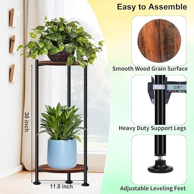 2-Pack Plant Stand Indoor Outdoor, Heavy Duty Indoor Plant Shelf, 2 Tier Flower - Image 4