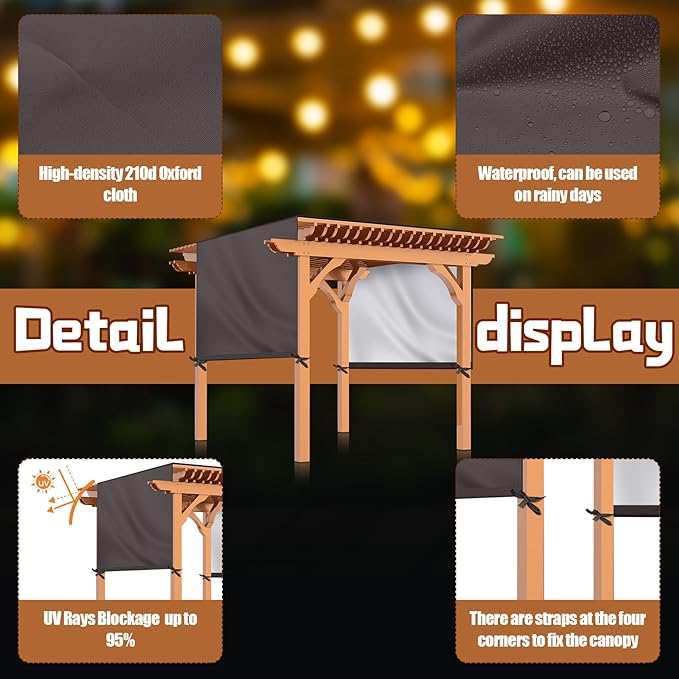 Universal Pergola Replacement Canopy Outdoor Canopy Shade Cover Waterproof - Image 2