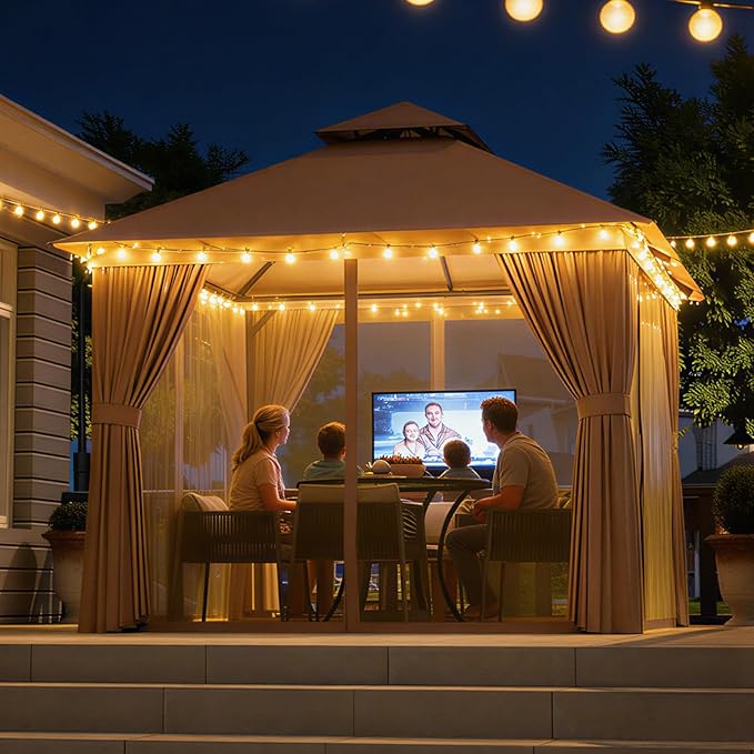 AOXUN Outdoor Gazebo for Patio 8x8 Metal Frame Canopy - Image 3