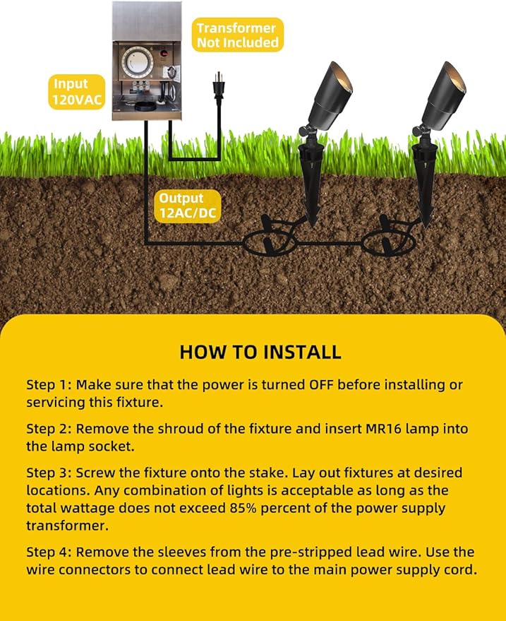 COLOER Brass Low Voltage Landscape Spotlight 1-Pack - Image 6