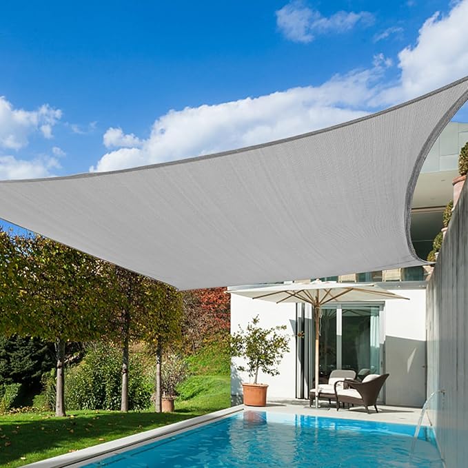 KANAGAWA Sun Shade Sail 16'x16' Gray Rectangle UV Block Canopy Cover by KANAGAWA