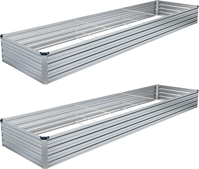 2PCS 12x4x1FT Galvanized Raised Garden Bed Kit, Vegetable Boxes-Rectangle Metal by DIIYIV
