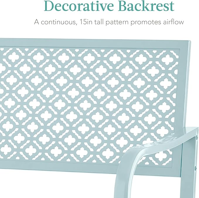 Best Choice Products Outdoor Bench 2-Person Metal Steel Benches Furniture - Image 5