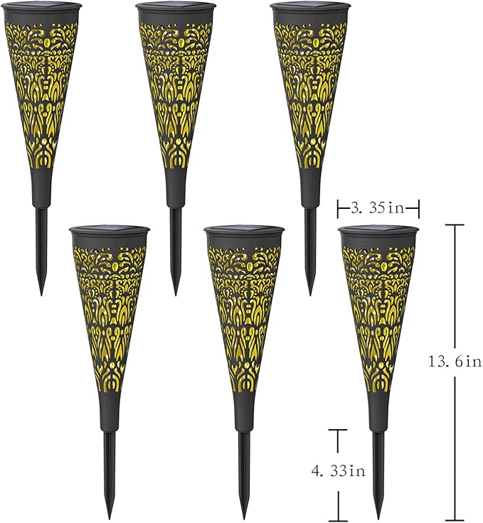 6 Pack Solar Lights Outdoor Garden Decorative Mandala Solar Pathway Lights - Image 7