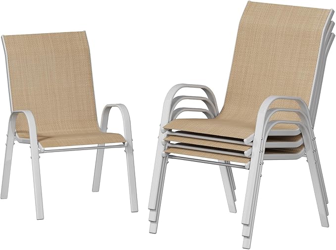 UDPATIO Patio Chairs Set of 4, Stackable Silver Outdoor Dining Chairs by UDPATIO