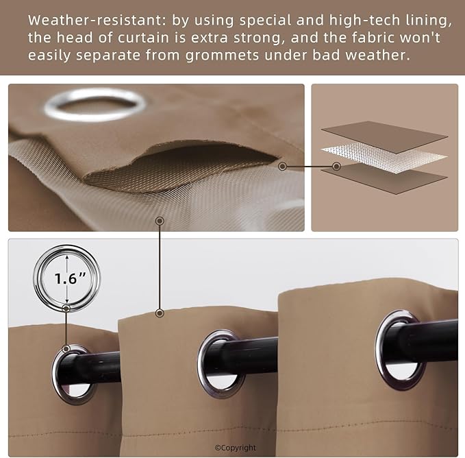 Outdoor Indoor Curtains W52 x L108 - Image 3