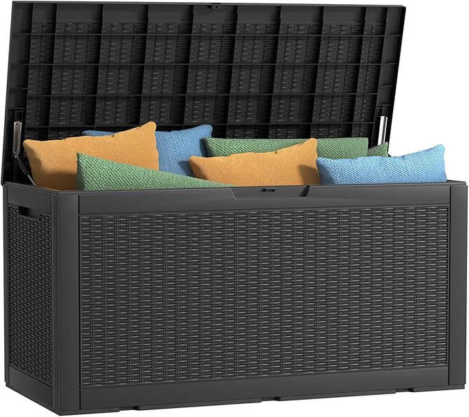 120 Gallon Outdoor Deck Box, Lockable Waterproof Outdoor Storage Boxes by MAIUSCOLI