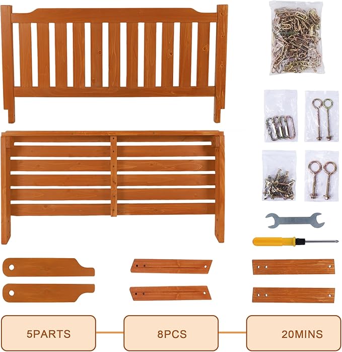 Wooden Porch Swing 2-Seater, Bench Swing - Image 7