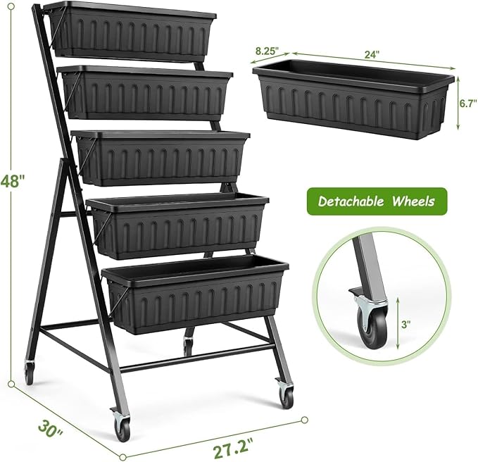 SEJOV 2 Pack Vertical Raised Garden Bed, 5-Tier Vertical Garden Planter - Image 7