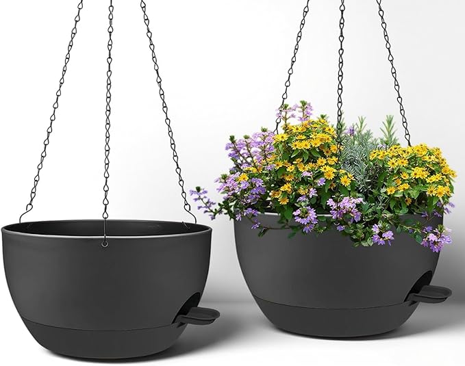 2 Pack 12 Inch Self Watering Hanging Planters by zople