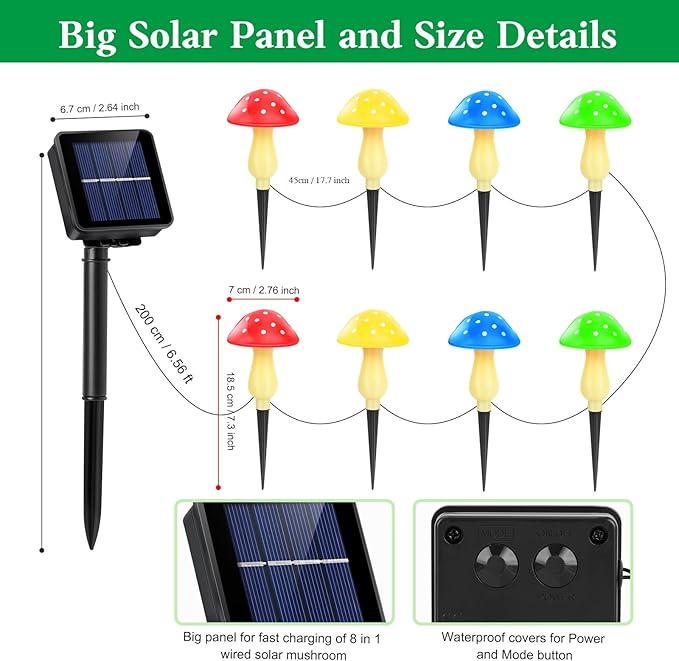 Solar Garden Decor Lights, Solar Powered Mushroom Outdoor Waterproof Long - Image 6