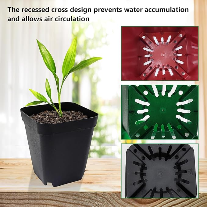 Square Plastic Nursery Pot 3" 120 Pcs Deep Succulent Pots Small Flower Planter - Image 4