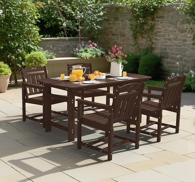 Ciokea HDPE Outdoor Patio Dining Chairs Set of 2, All-Weather Porch Chair - Image 7