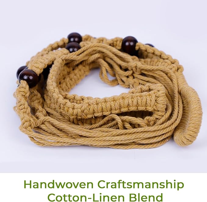 Macrame Plant Hanger, Wood Beads Cotton Hanging Planter Holder - Image 9