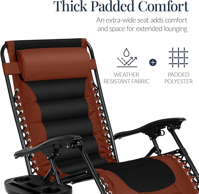 Best Choice Products Oversized Padded Zero Gravity Chair, Folding Outdoor Patio - Image 5