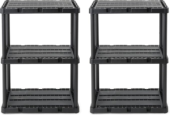 Gracious Living 2 Pack Light Duty Storage Shelves, Knect-A-Shelf 3-Shelf by GraciousLiving