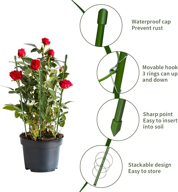 4 Pack Tomato Cage for Garden Plant Support, 18 inches Small Tomato Cages - Image 4