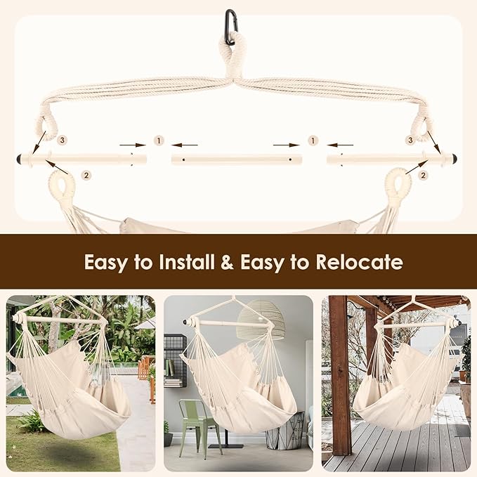 Highwild Hammock Chair Hanging Rope Swing - Image 5