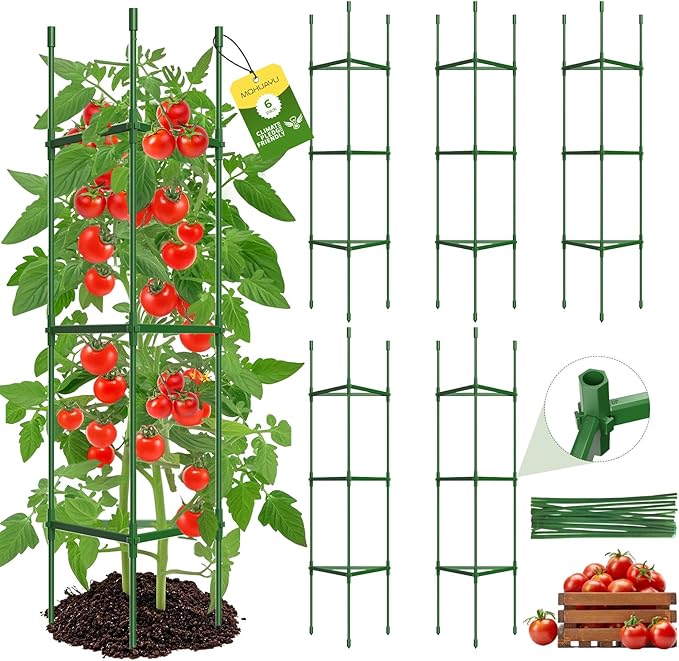 6 Pack Tomato Cages for Garden, Heavy Duty Adjustable Tomato Stake Support for by MQHUAYU