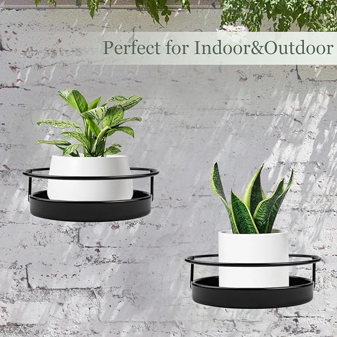 ARTORA Wall Mounted Plant Holder, 2 Pack Metal Flower Pot Wall Hanging Shelf - Image 6