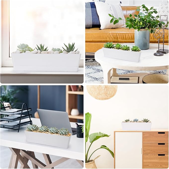 GREANER 16x3.8 Inch Window Boxes Planters, Indoor Succulent Cactus Flowers - Image 6