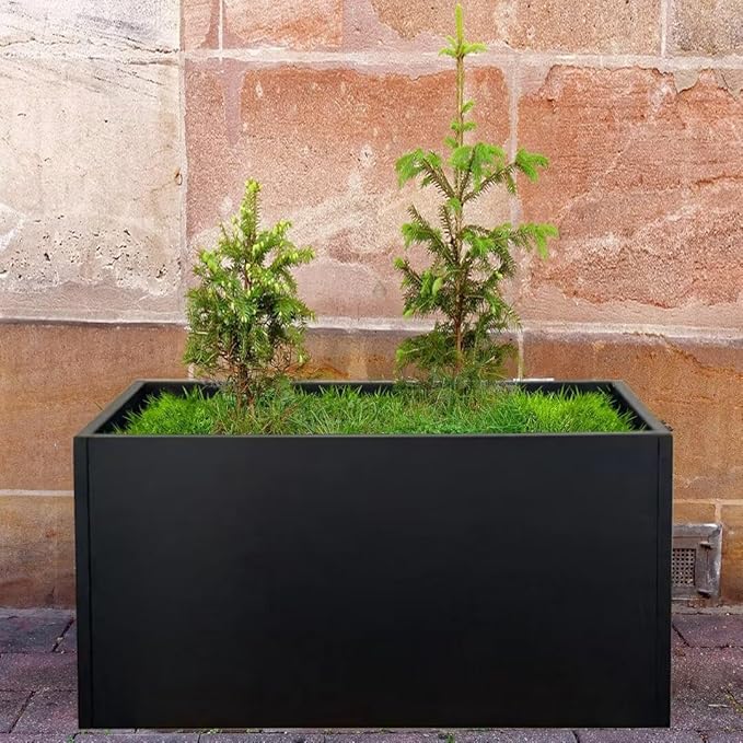 Black Planter Box Galvanized Steel Rectangular Metal Planter 36" L x 12" W x - Image 9