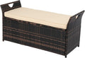 VINGLI 40 Gallon Outdoor Rattan Deck Box w/Cushion, Patio Wicker Storage Box by VINGLI