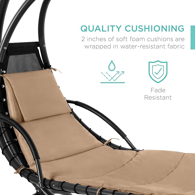 Best Choice Products Outdoor Hanging Curved Steel Chaise Lounge Chair Swing - Image 5