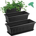 GROWNEER 3 Packs 17 Inches Black Flower Window Box Plastic Vegetable Planters by GROWNEER