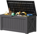 JUMMICO 120 Gallon Resin Deck Box, Large Outdoor Storage Box Waterproof & by JUMMICO
