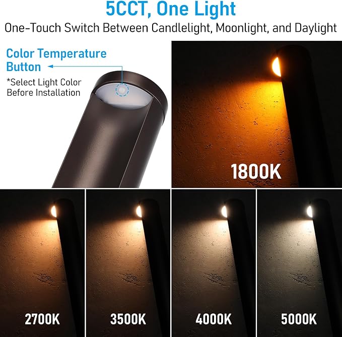 LEONLITE 12-Pack 5CCT Low Voltage Pathway Lights, 5W 12-24V Wired LED Landscape - Image 4