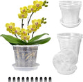 Orchid Pot with Saucers, 6 Packs of 4.3" Orchid Pots with Holes, Orchid Pots by HOLANHING