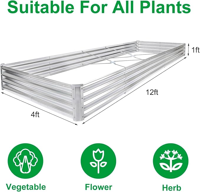 JERIA 12×4×1ft Raised Garden Bed - Image 2