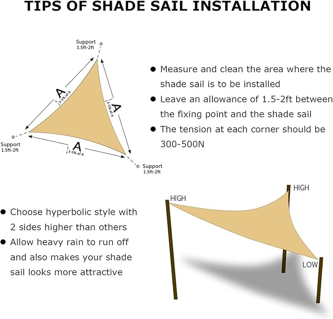 KANAGAWA Sail Shade 10'x13' Sand Rectangle UV Block Canopy Awning Shelter - Image 6
