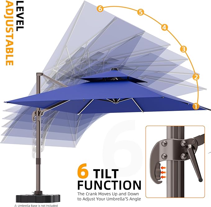 9' X 12' Cantilever Outdoor Patio Umbrellas Double Top Large Rectangle Umbrella - Image 6