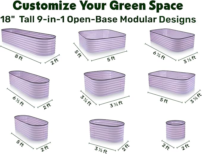9-in-1 Galvanized Steel Raised Garden Bed // 8×2×1.5 ft Modular Planter - Image 2