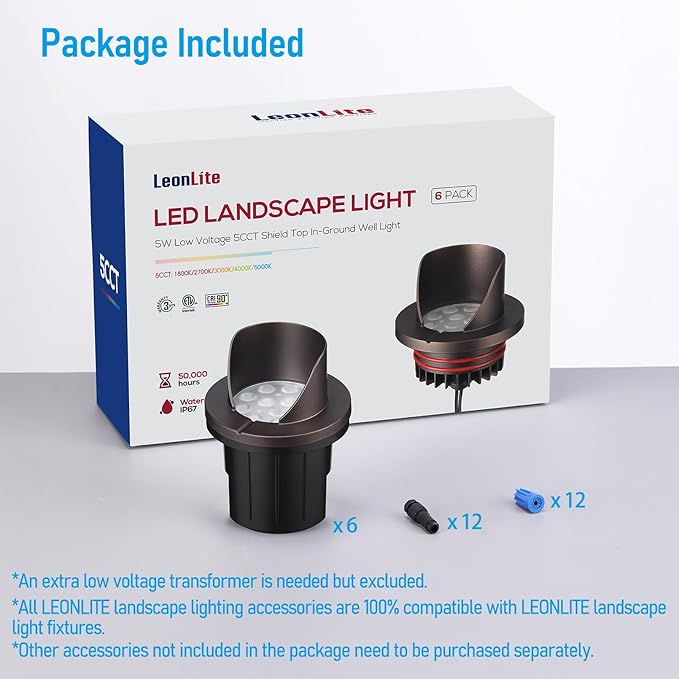 LEONLITE Dia. 4 Inch 5CCT Well Lights Landscape LED In Ground, Shielded Top - Image 9
