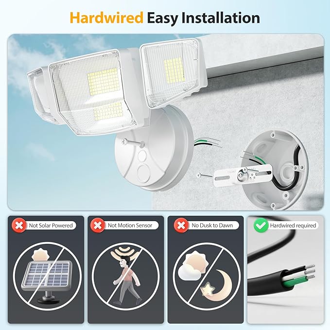 Onforu 90W Flood Lights Outdoor, 10000LM Ultra Bright 4-Head LED Security Light - Image 2