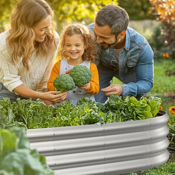 5x3x1ft Oval Galvanized Raised Garden Bed Outdoor 9-in-1 Large Metal Modular - Image 7