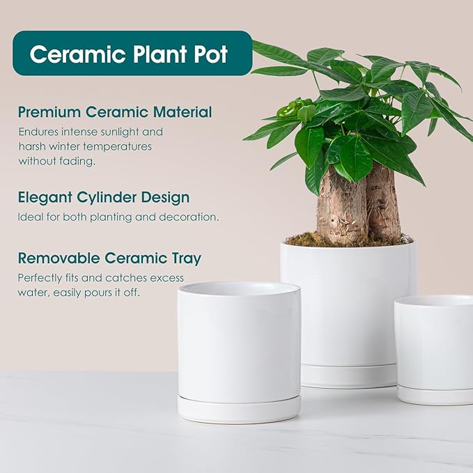 vancasso Ceramic Plant Pots, 3 Piece Planters - Image 4