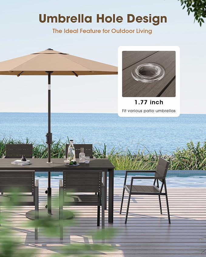 Outdoor Patio Dining Chairs Set of 2, Aluminum & HDPS All-Weather Dining Chairs - Image 3