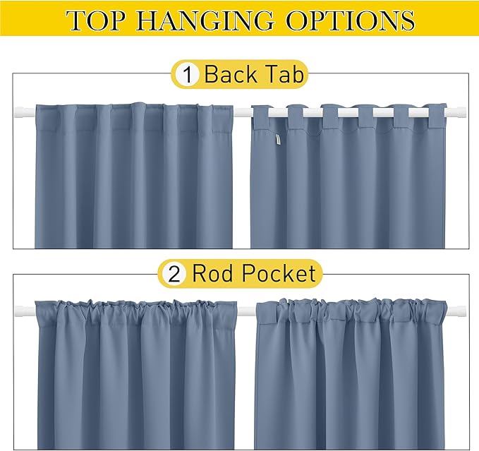 NICETOWN 2 Panels Outdoor Curtains Waterproof Pocket & Back Tab on Top & Bottom - Image 4