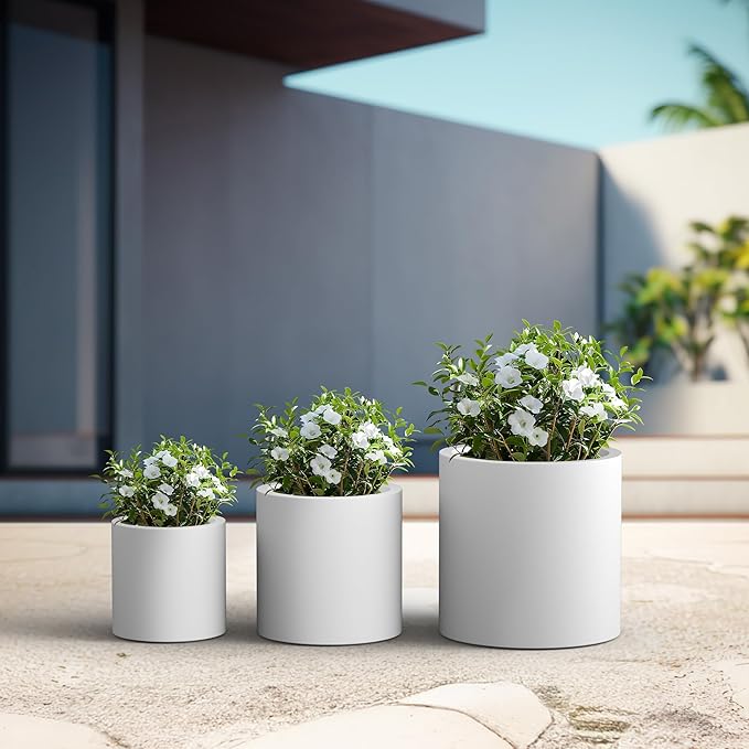 Kante RC0119ABC-C80011 Set of 3 Lightweight Concrete Modern Cylinder Outdoor - Image 8