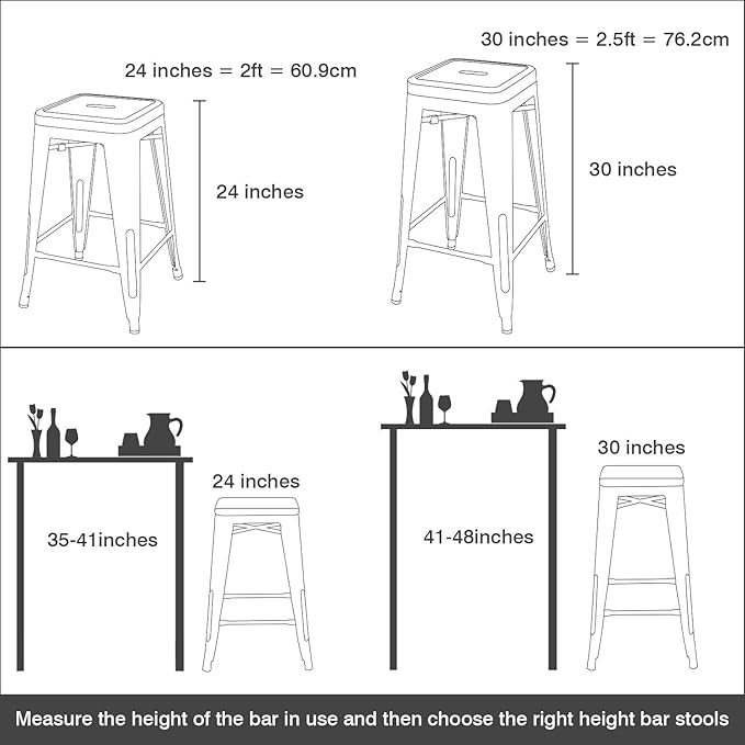 Devoko Metal Bar Stools 30" Indoor Outdoor Stackable Barstools Modern Style - Image 3