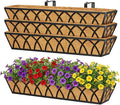 Y&M 30 Inch Window Deck with Coco Liner, Fence Metal Hanging Flower Planter by YM