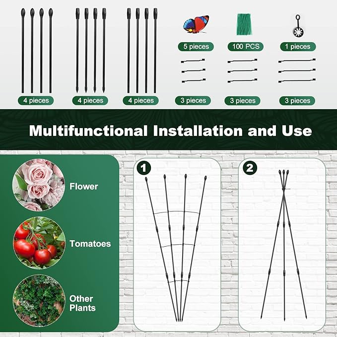 2Pack Garden Trellis for Climbing Plants Outdoor & Indoor, 47in Obelisk Trellis - Image 4