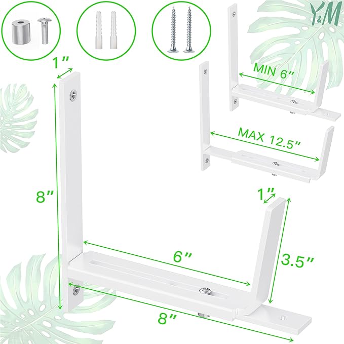 Y&M 6 Pack Adjustable Planter Brackets, Universal Window Box Brackets, Heavy - Image 3