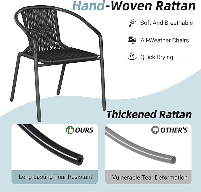 Amopatio Outdoor Dining Chairs Set of 4, Stackable Patio Chairs, Rattan Wicker - Image 6