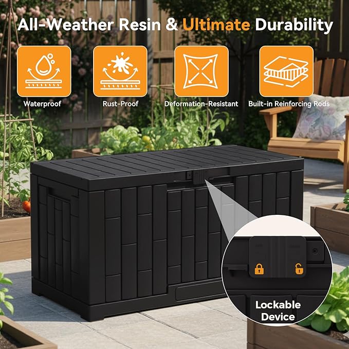 NEWBULIG 60 Gallon Deck Box, Waterproof Outdoor Storage Box - Image 4