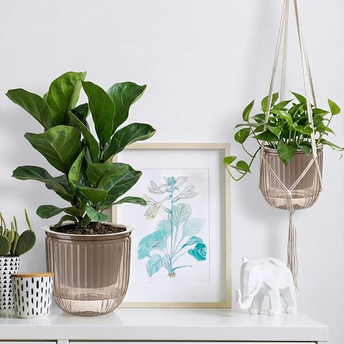6 Pack Self Watering Hanging Planters Indoor Flower Pots Visible Water Level - Image 4